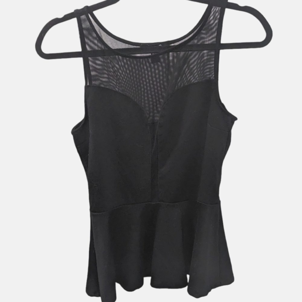 U2B women's black sleeveless shirt size M. Has some netting at the neck.